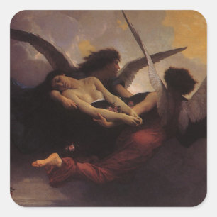 Pegatina Cuadrada Un alma llevada al cielo por Bouguereau