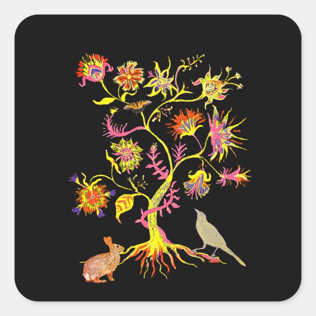 Pegatina Cuadrada Un árbol de la vida (Anverso)