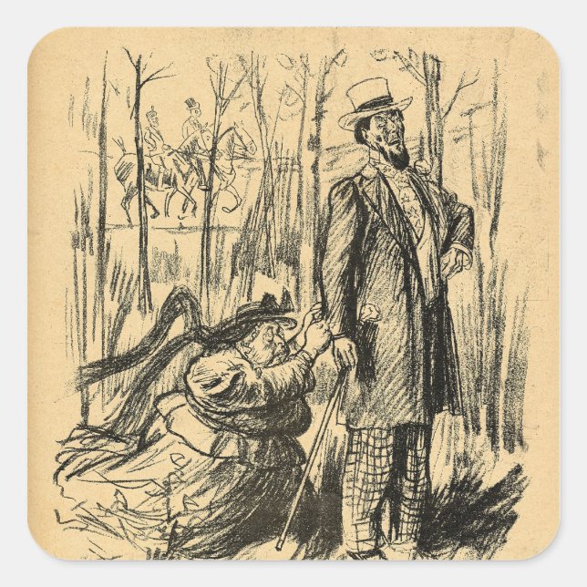 Pegatina Cuadrada Un asalto a la modestia o al Sr. Chamberlain (Anverso)