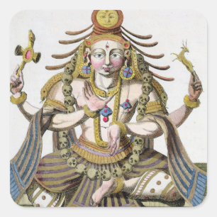 Pegatina Cuadrada Un aspecto de Shiva, del 'viaje Indes aux. y de un