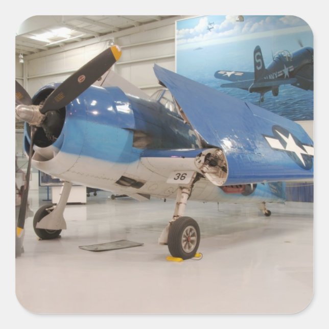 Pegatina Cuadrada Un avión de combate F-6F Hellcat de la Segunda Gue (Anverso)