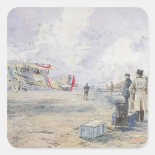 Pegatina Cuadrada Un avión despegando, 1913