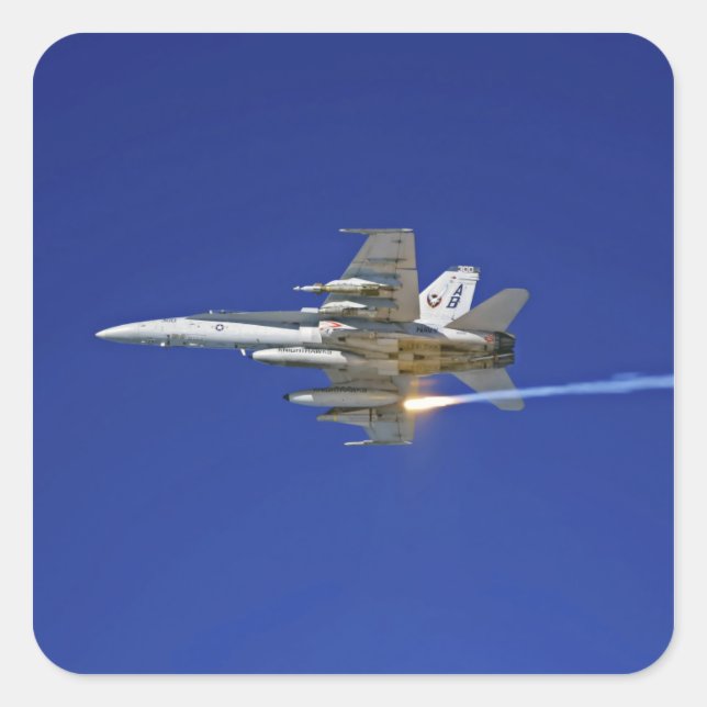 Pegatina Cuadrada Un avispón F/A-18C (Anverso)