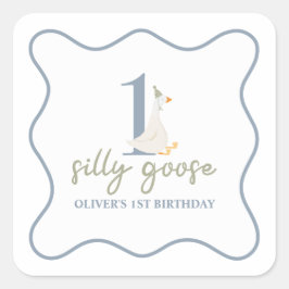 Pegatina Cuadrada Un azul y verde de la gallina azul y verde