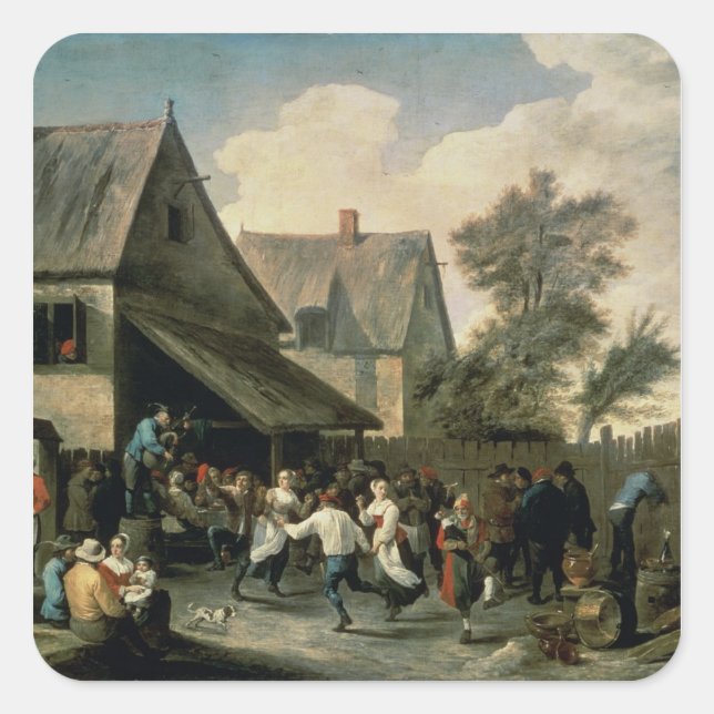 Pegatina Cuadrada Un baile rural (Anverso)