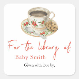 Pegatina Cuadrada Un bebé está preparando café - para la biblioteca 
