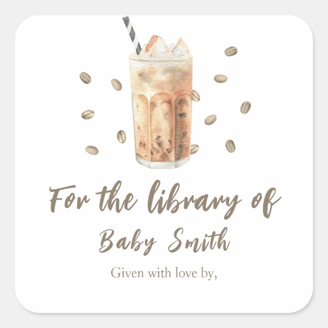 Pegatina Cuadrada Un bebé está preparando café - para la biblioteca  (Anverso)