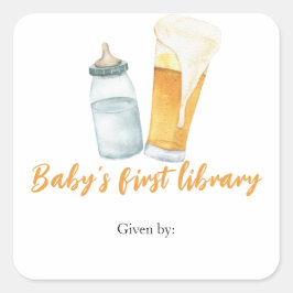 Pegatina Cuadrada Un bebé está preparando cerveza - la primera bibli