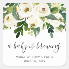 Pegatina Cuadrada Un Bebé Está Preparando Elegante Chica Floral Baby