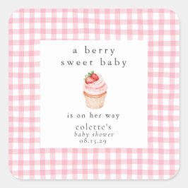 Pegatina Cuadrada Un Berry Sweet Baby Strawberry Baby Shower