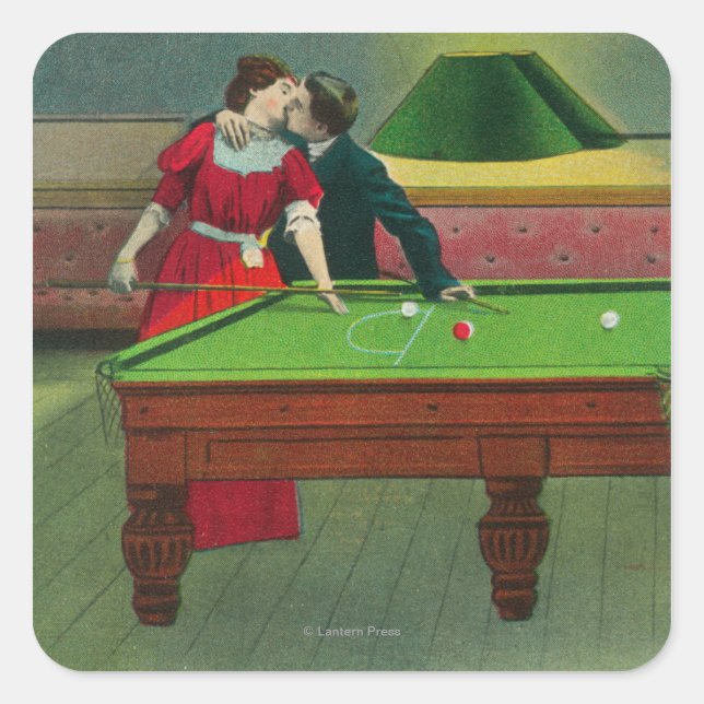 Pegatina Cuadrada Un beso de los rojos (Anverso)