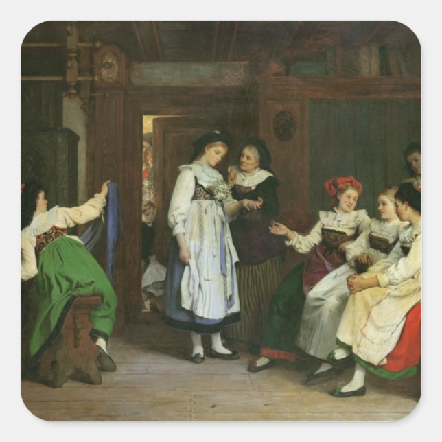 Pegatina Cuadrada Un Boda en la Baja Alsacia (Anverso)