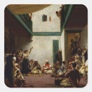 Pegatina Cuadrada Un boda judío en Marruecos, 1841