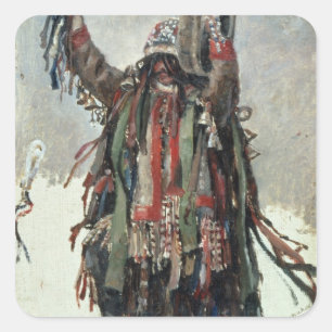 Pegatina Cuadrada Un bosquejo del Shaman para Yermak