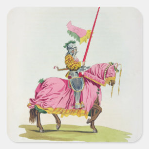Pegatina Cuadrada Un caballero armó para el enlace, 1512, grabado