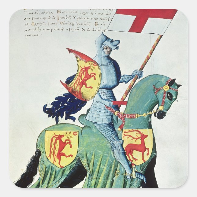 Pegatina Cuadrada Un caballero cargando los brazos de Verona (Anverso)