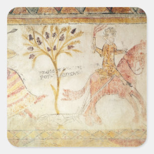 Pegatina Cuadrada Un caballero cargando una antorcha llamativa