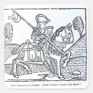 Pegatina Cuadrada Un caballero, del 'Juego del Ajedrez' de Caxton
