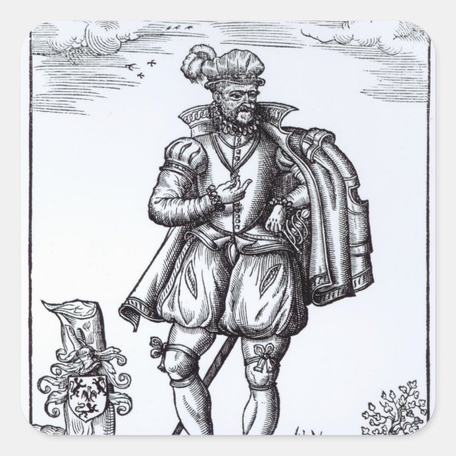 Pegatina Cuadrada Un Caballero Tudor (Anverso)