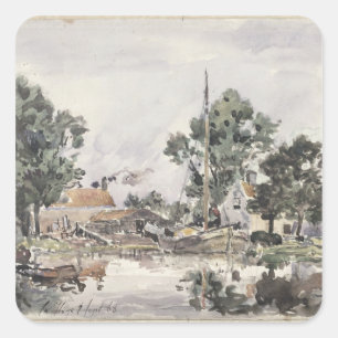 Pegatina Cuadrada Un canal en La Haya, 1868