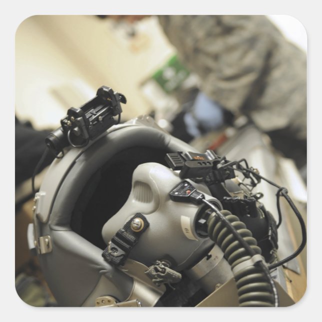 Pegatina Cuadrada Un casco de la tripulación de vuelo completamente  (Anverso)