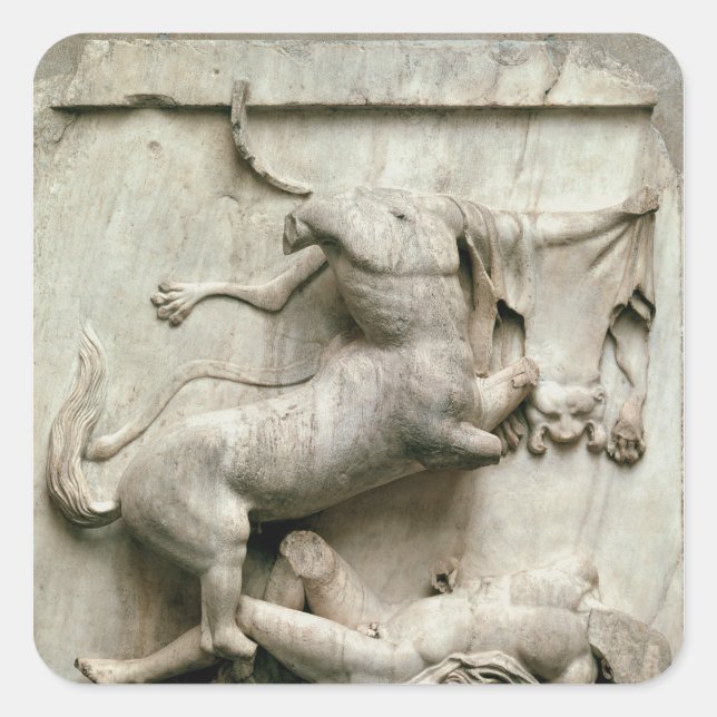Pegatina Cuadrada Un Centaur triunfando sobre un Lapith (Anverso)