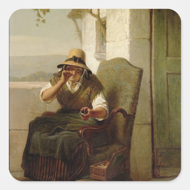 Pegatina Cuadrada Un centímetro de desgaste (aceite sobre lienzo) (Anverso)