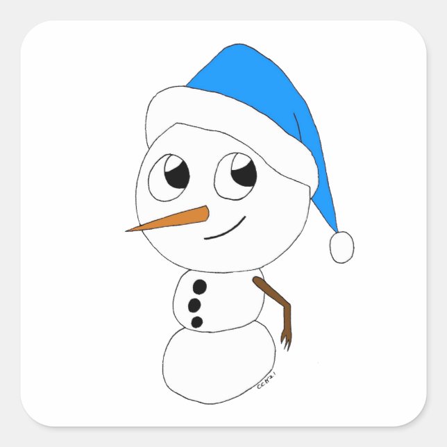 Pegatina Cuadrada un chibi snowman (Anverso)