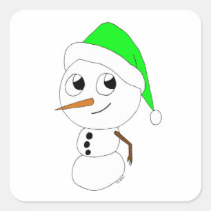 Pegatina Cuadrada un chibi snowman