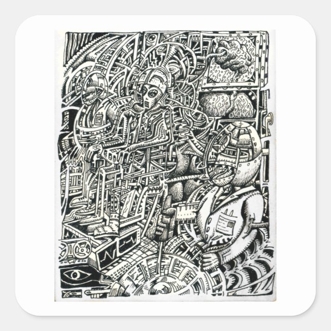 Pegatina Cuadrada Un choque para el sistema (silla eléctrica) (Anverso)