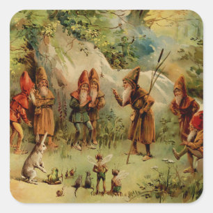 Pegatina Cuadrada “Un Consejo de Gnomos” de E S Hardy