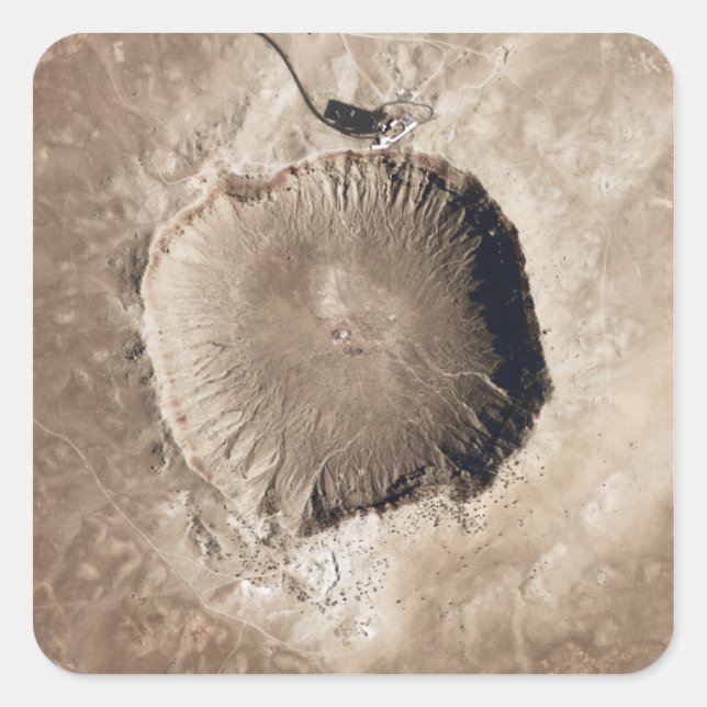 Pegatina Cuadrada Un cráter de impacto meteorológico (Anverso)