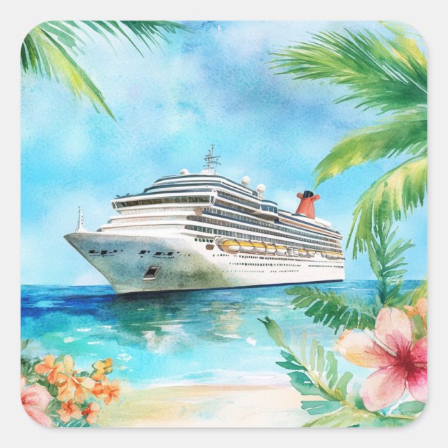 Pegatina Cuadrada Un crucero de verano (Anverso)