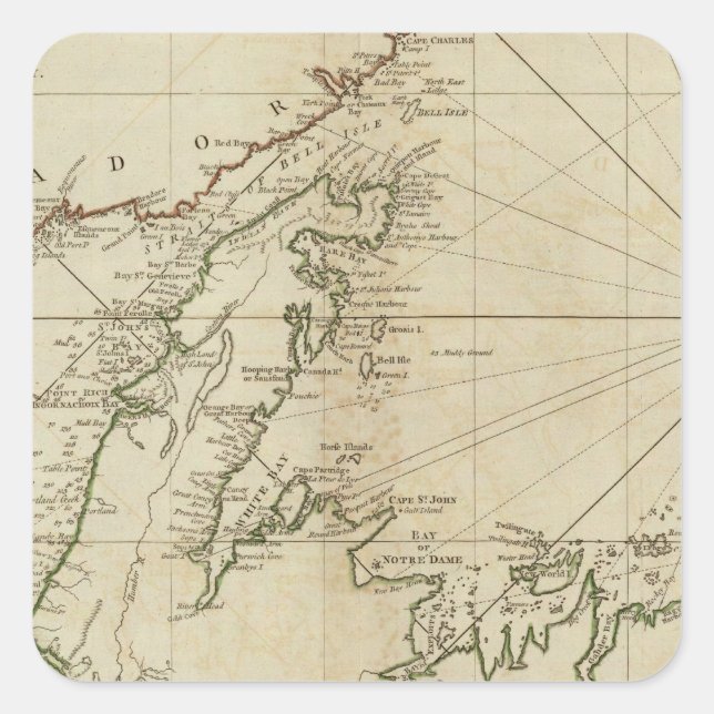 Pegatina Cuadrada Un Cuadro General De La Isla De Terranova (Anverso)