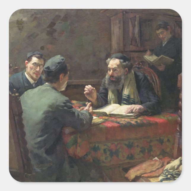 Pegatina Cuadrada Un debate teológico, 1888 (Anverso)