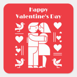 Pegatina Cuadrada Un Día de San Valentín moderno al estilo Bauhaus