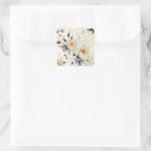 Pegatina Cuadrada Un diseño de serie floral para bodas 1