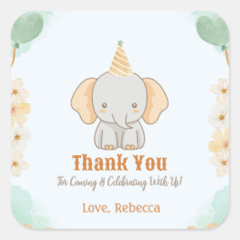 Pegatina Cuadrada Un elefante salvaje un lindo cumpleaños