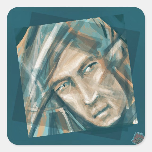 Pegatina Cuadrada Un elfo verde desafiante (Anverso)