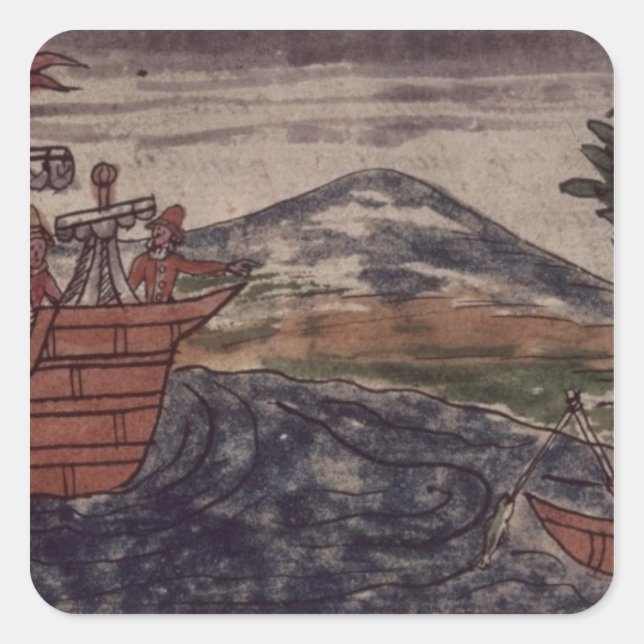 Pegatina Cuadrada Un espía indio observa: (Anverso)