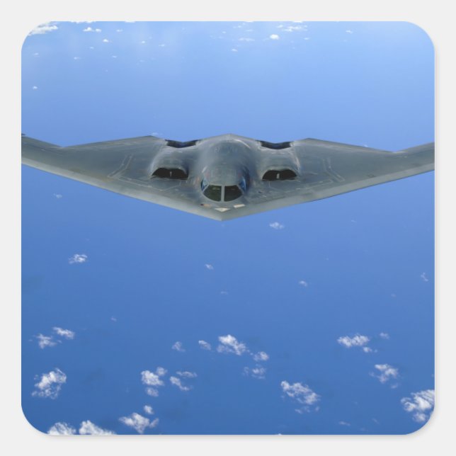 Pegatina Cuadrada Un espíritu B-2 se esparce por el cielo (Anverso)