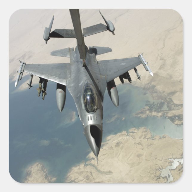 Pegatina Cuadrada Un F-16 en la lucha contra los rebeldes del Falcon (Anverso)
