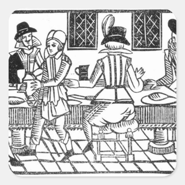 Pegatina Cuadrada Un Fiesta de cena, un libro de baladas de Roxburgh (Anverso)
