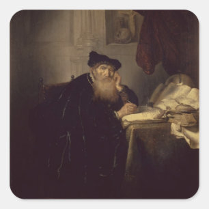 Pegatina Cuadrada Un filósofo, 1635 (aceite en el panel)