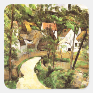 Pegatina Cuadrada Un giro en el camino Paul Cezanne