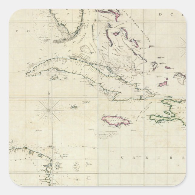 Pegatina Cuadrada Un gráfico general de las Indias Occidentales (Anverso)