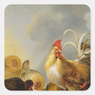 Pegatina Cuadrada Un grupo de aves de corral, 1643