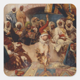 Pegatina Cuadrada Un grupo interesado, 1883 (aceite en lona)