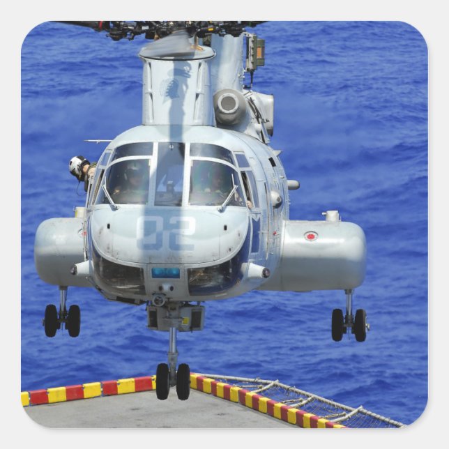 Pegatina Cuadrada Un helicóptero CH-46E Sea Knight (Anverso)