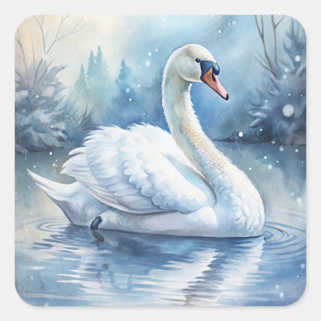 Pegatina Cuadrada Un hermoso cisne (Anverso)